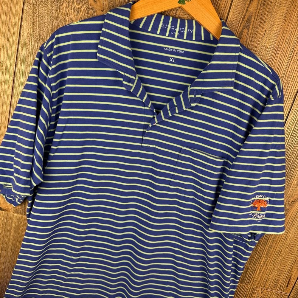 B. Draddy Polo Shirt Mens XL Kiawah Island Ocean Course Striped Pima Cotton Blue